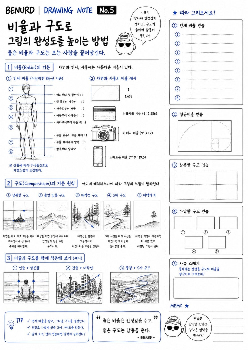 BENURD 드로잉 노트 No.5 연습장 지면