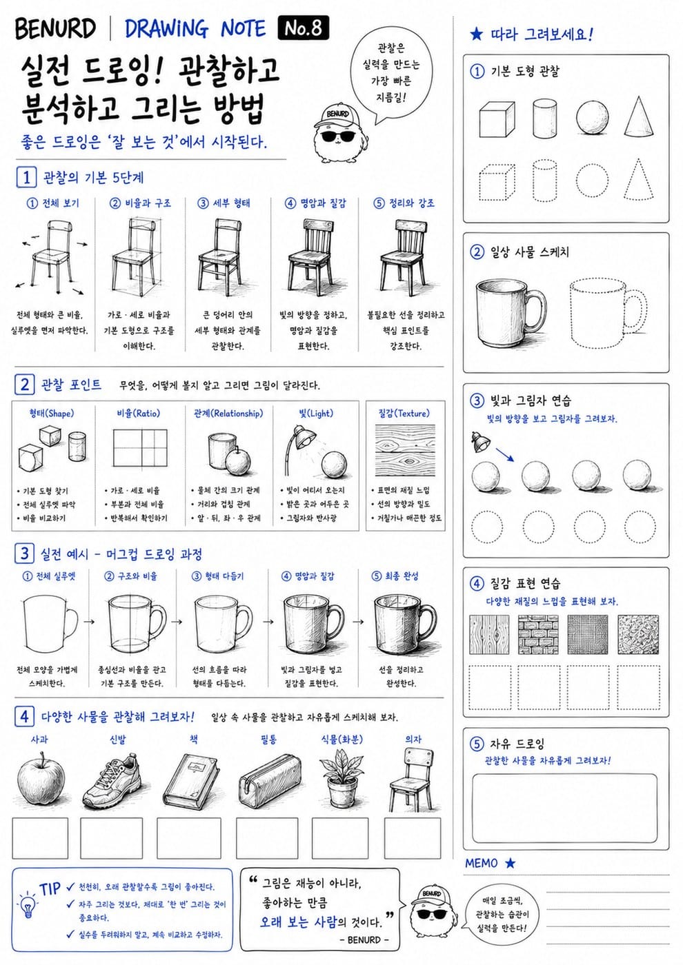 BENURD 드로잉 노트 No.8 연습장 지면