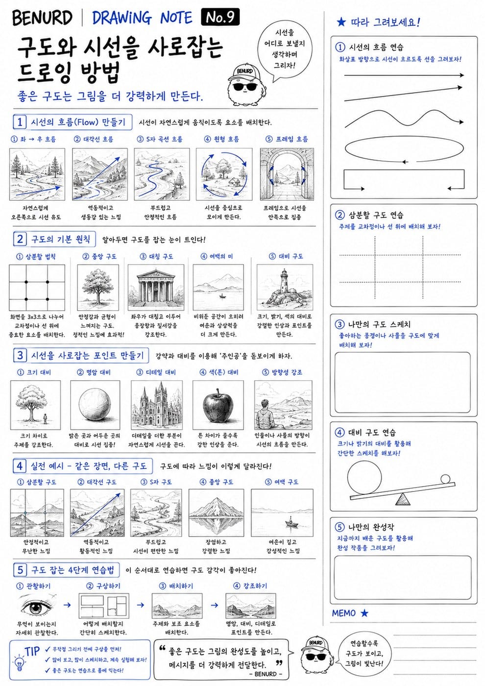 BENURD 드로잉 노트 No.9 연습장 지면
