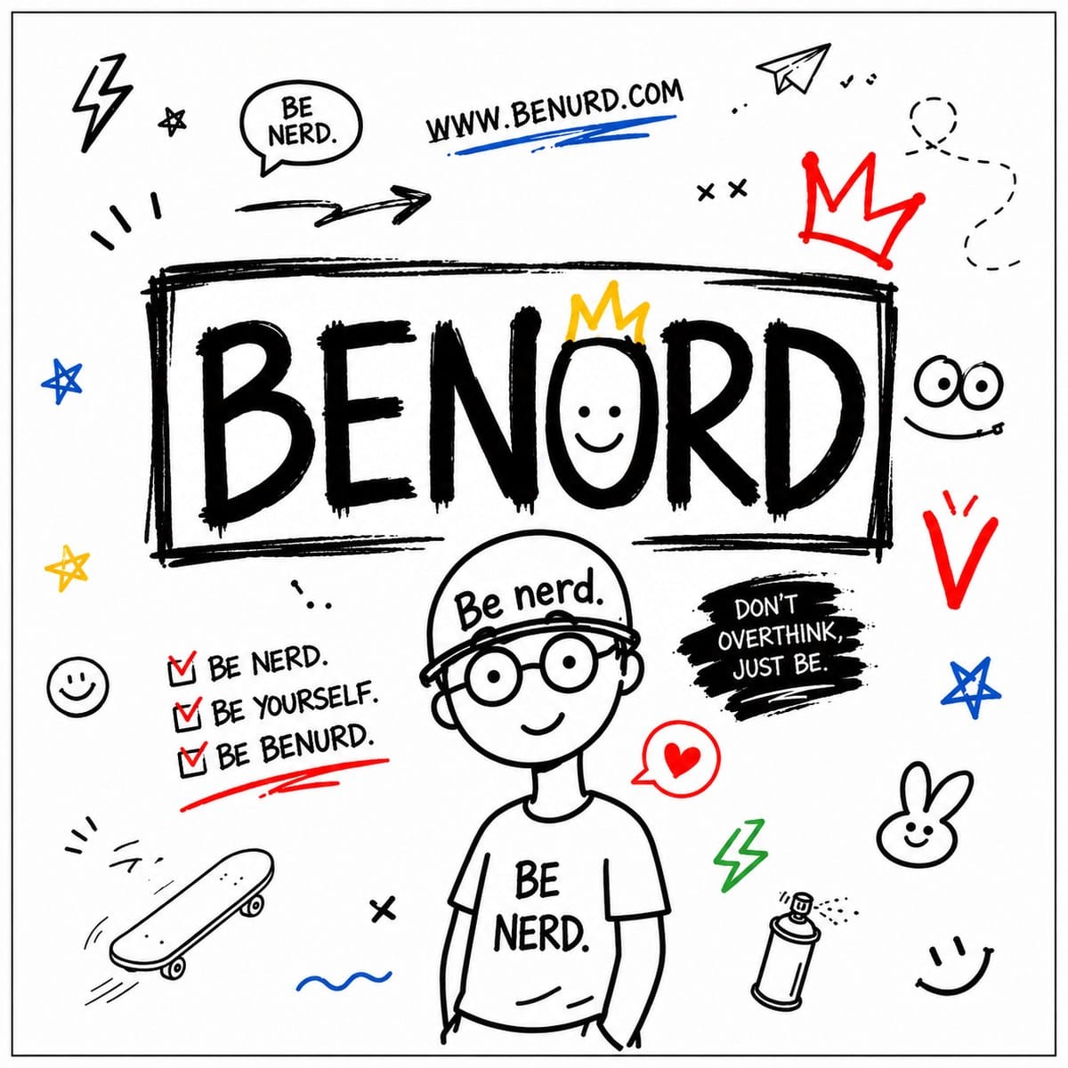 BENURD 스티커 도안 흰 바탕 — 로고와 문구