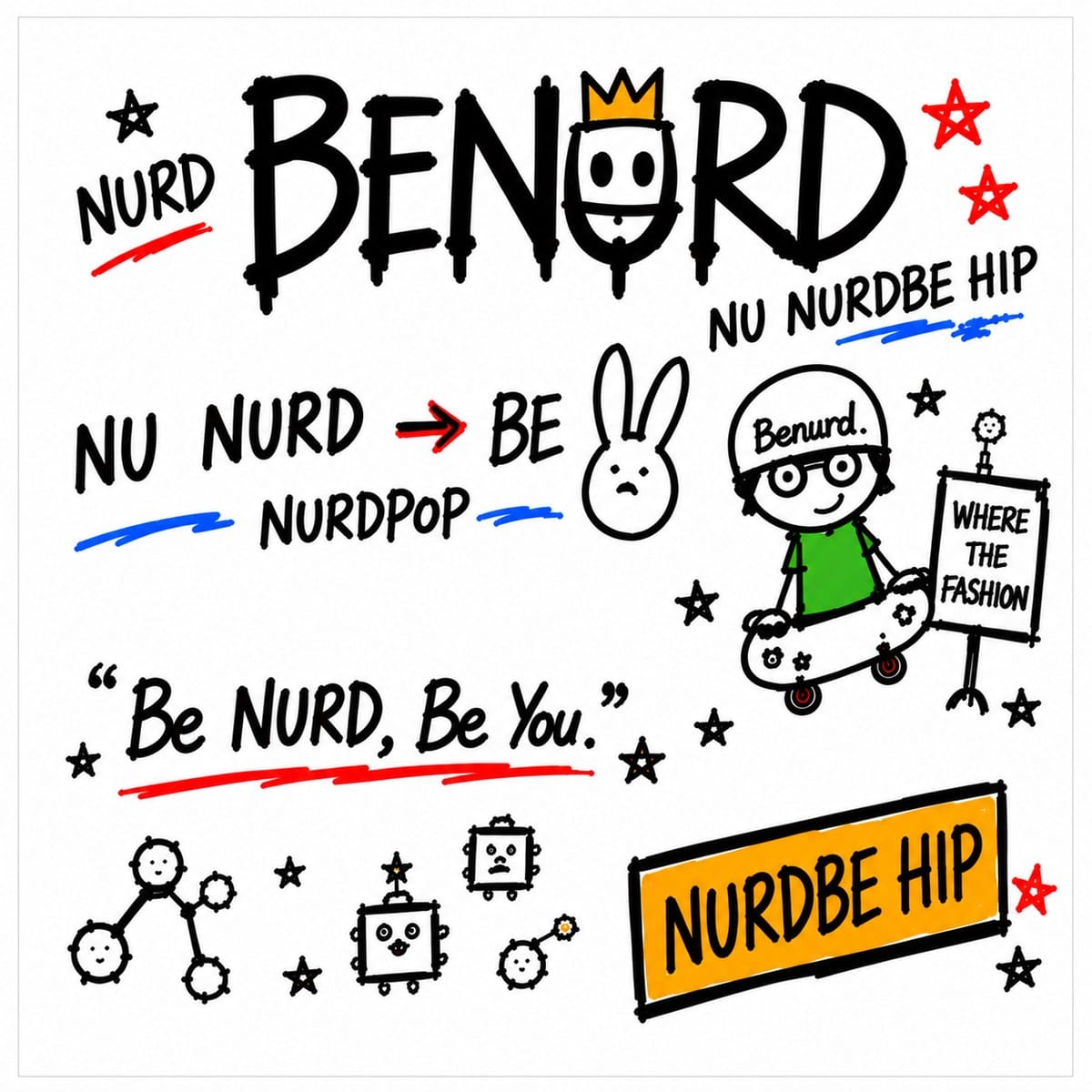 BENURD 스티커 도안 흰 바탕 손글씨